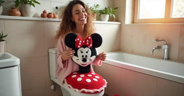 Jogo de Banheiro de Crochê Minnie: Transforme o Banheiro em Cantinho Mágico