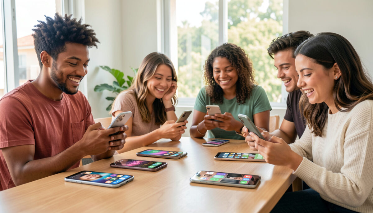 Jovens brasileiros personalizando celulares com criatividade.
