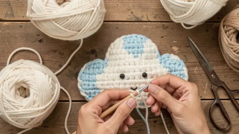 Nuvem amigurumi passo a passo: receita fácil para iniciantes